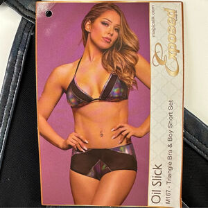 Magic Silk Exposed triangle bra and Boy Short set Queen Size 1X-3X Curvy Girl